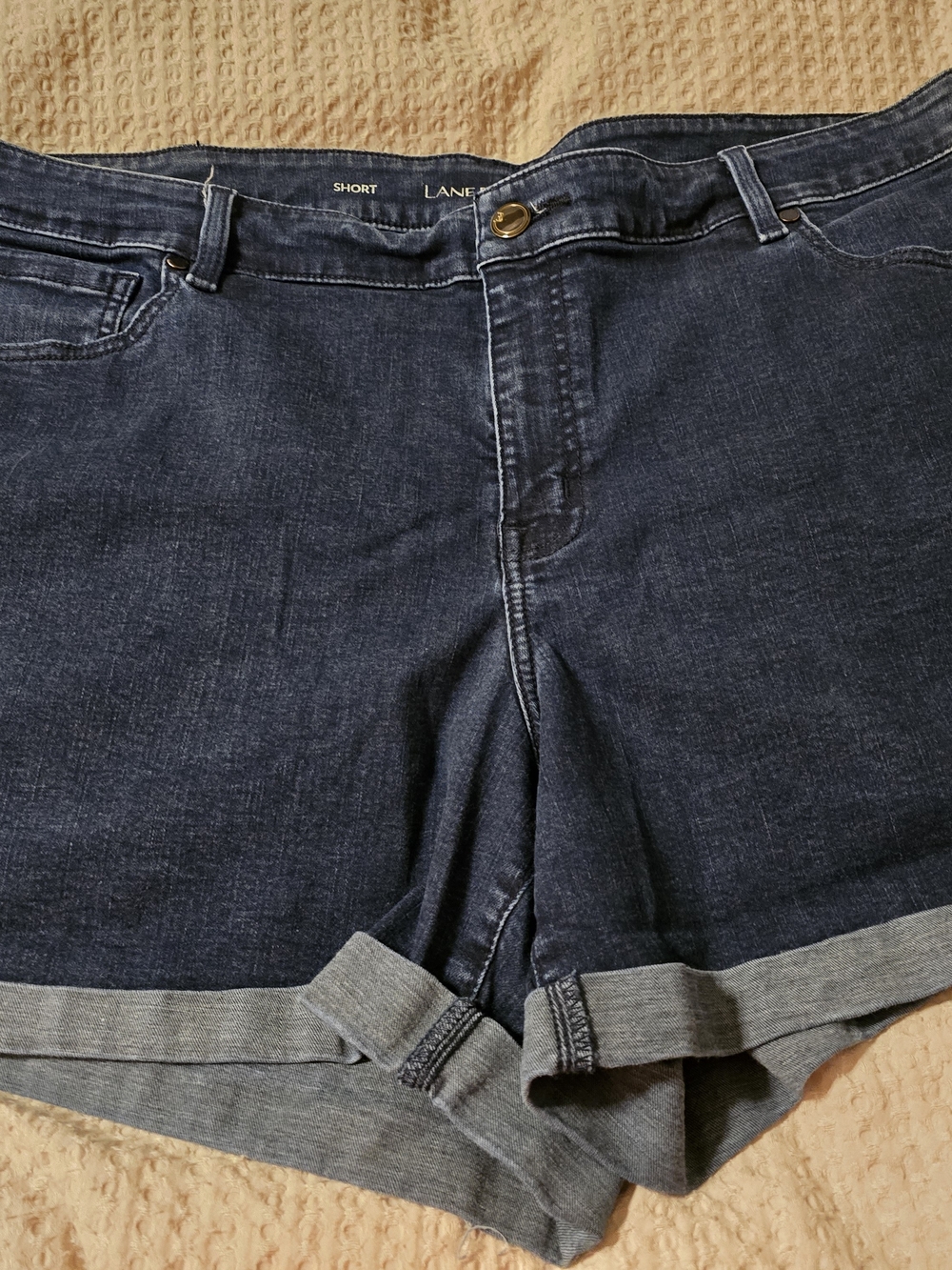 Lane Bryant Dark Indigo Rolled Hem Jean Shorts